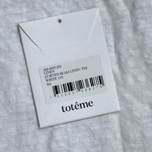Toteme Curved Seam Linen Tee White Women's size XS Minimalist Old Money Preppy - Picture 7 of 8